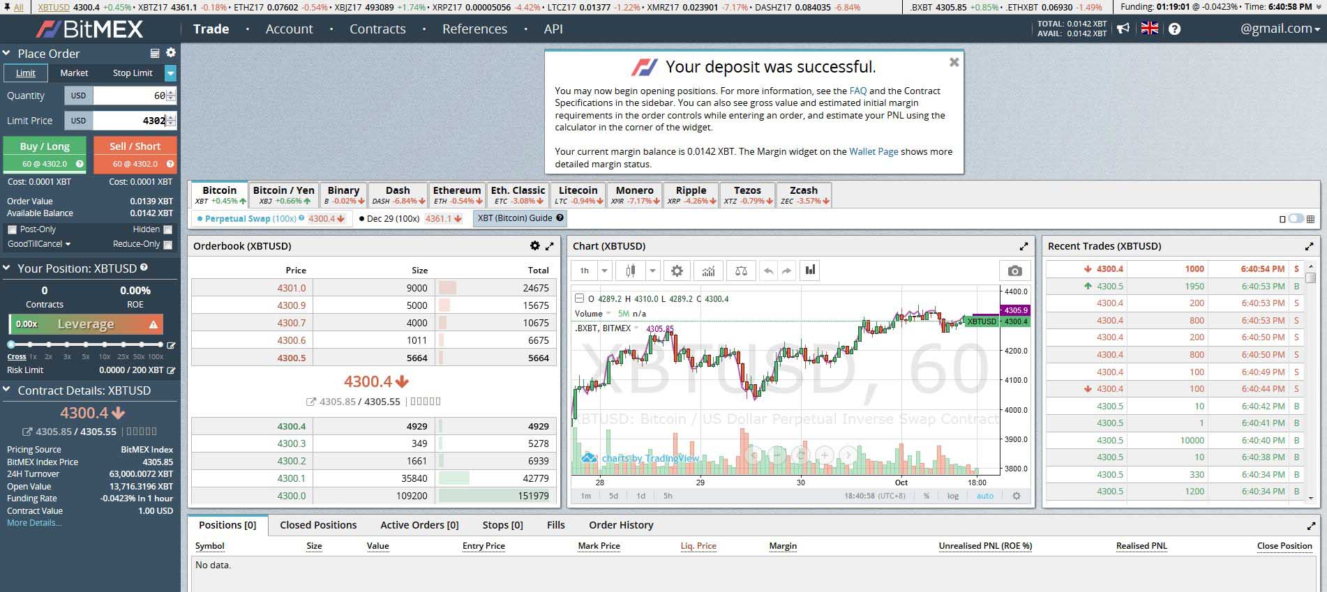 BitMEX Deposit Received