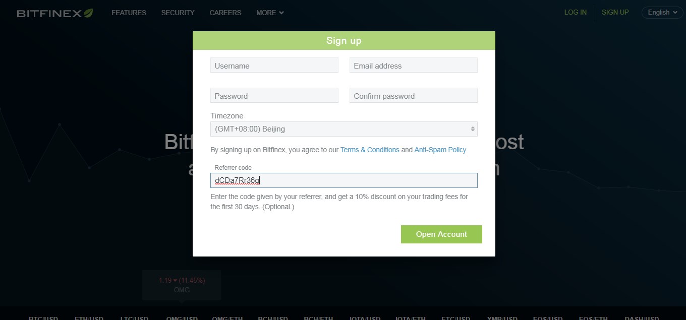 Bitfinex Sign Up with Referral Code