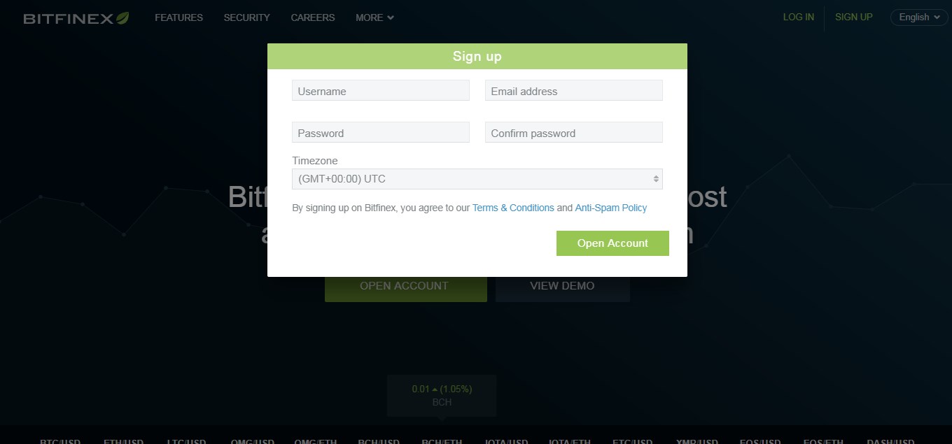 Bitfinex Sign Up
